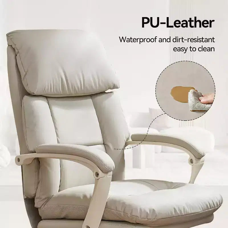 Fauteuil de bureau confortable à dossier haut, en similicuir, inclinable et pivotant, avec roulettes et soutien lombaire