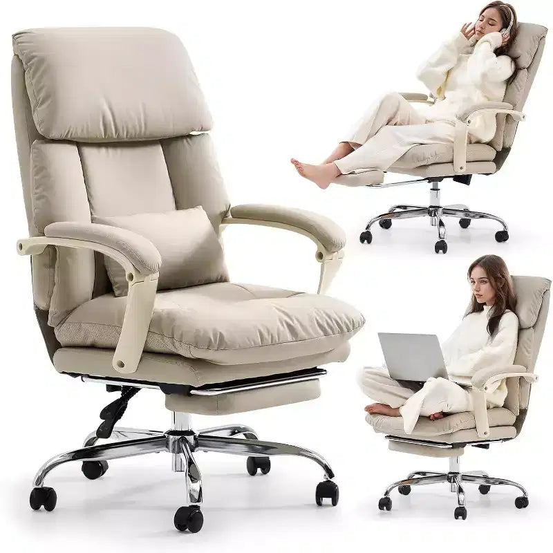 BALHAM TRADE-Comfy Office Chair with High Back PU Leather Reclining Swivel with Wheels and Lumbar Support