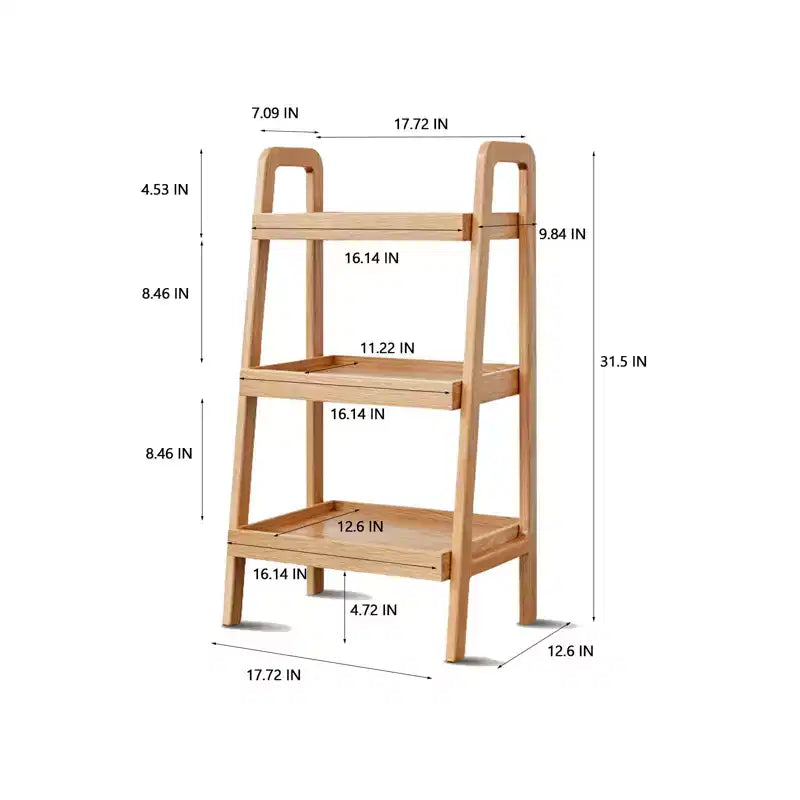 Estantería de escalera de 3 niveles, estante de almacenamiento de roble para sala de estar, dormitorio, entrada o baño