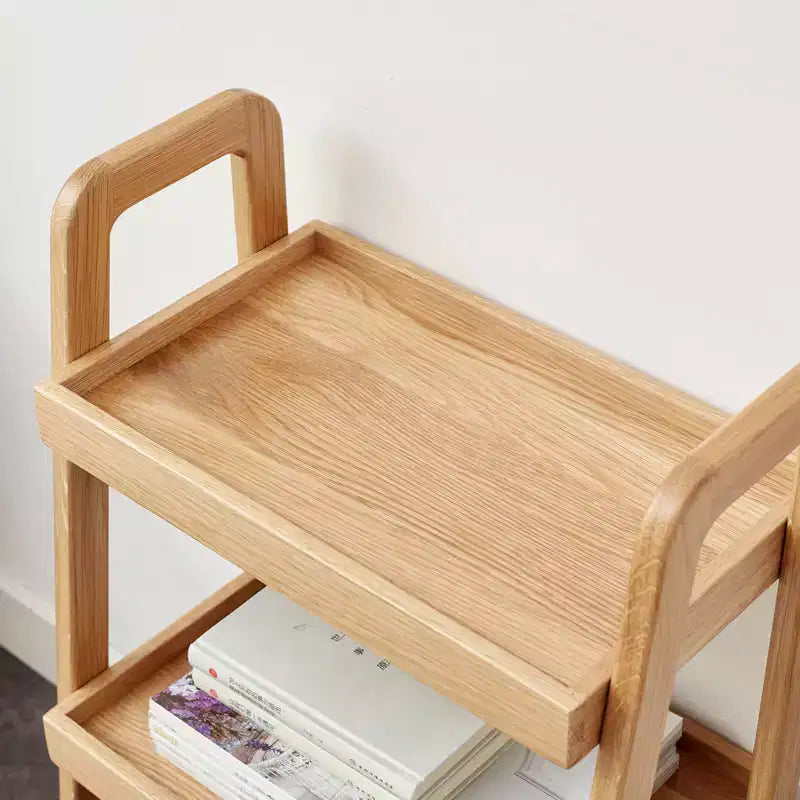 Bibliothèque échelle à 3 niveaux, étagère de rangement en chêne pour salon, chambre, entrée et salle de bains