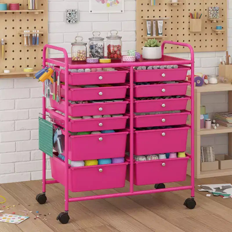 Mobiler Aufbewahrungswagen mit Schubladen, halbtransparent/schwarz/bunt/grau + beige + gelb/mehrfarbig/hautfarben/weiß/macaronsfarben/lila/knallpink