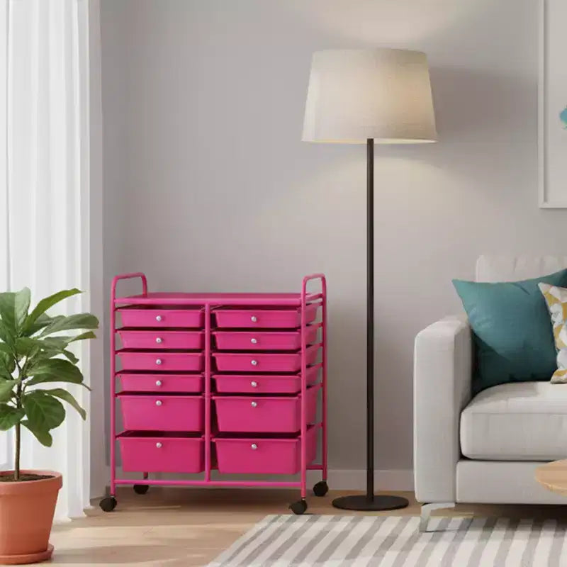 Mobiler Aufbewahrungswagen mit Schubladen, halbtransparent/schwarz/bunt/grau + beige + gelb/mehrfarbig/hautfarben/weiß/macaronsfarben/lila/knallpink