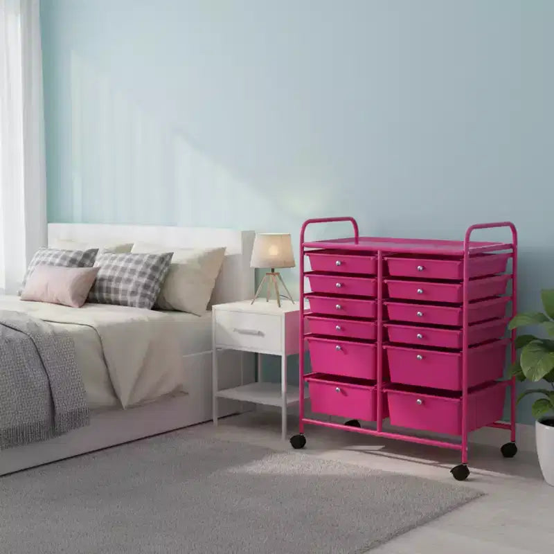 Mobiler Aufbewahrungswagen mit Schubladen, halbtransparent/schwarz/bunt/grau + beige + gelb/mehrfarbig/hautfarben/weiß/macaronsfarben/lila/knallpink