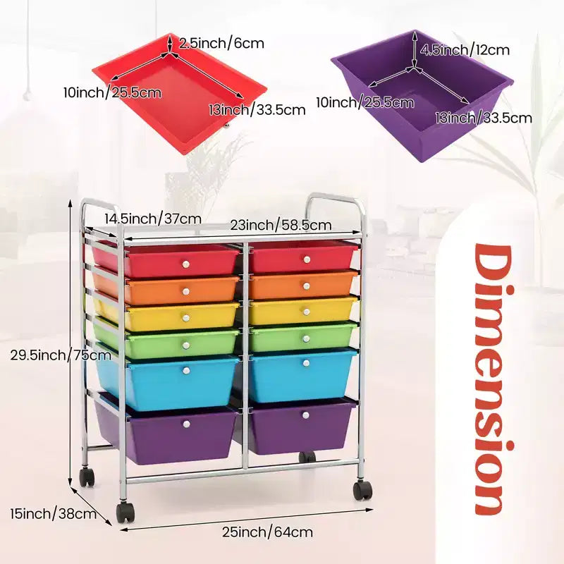 Mobiler Aufbewahrungswagen mit Schubladen, halbtransparent/schwarz/bunt/grau + beige + gelb/mehrfarbig/hautfarben/weiß/macaronsfarben/lila/knallpink