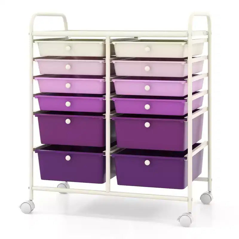 Mobiler Aufbewahrungswagen mit Schubladen, halbtransparent/schwarz/bunt/grau + beige + gelb/mehrfarbig/hautfarben/weiß/macaronsfarben/lila/knallpink
