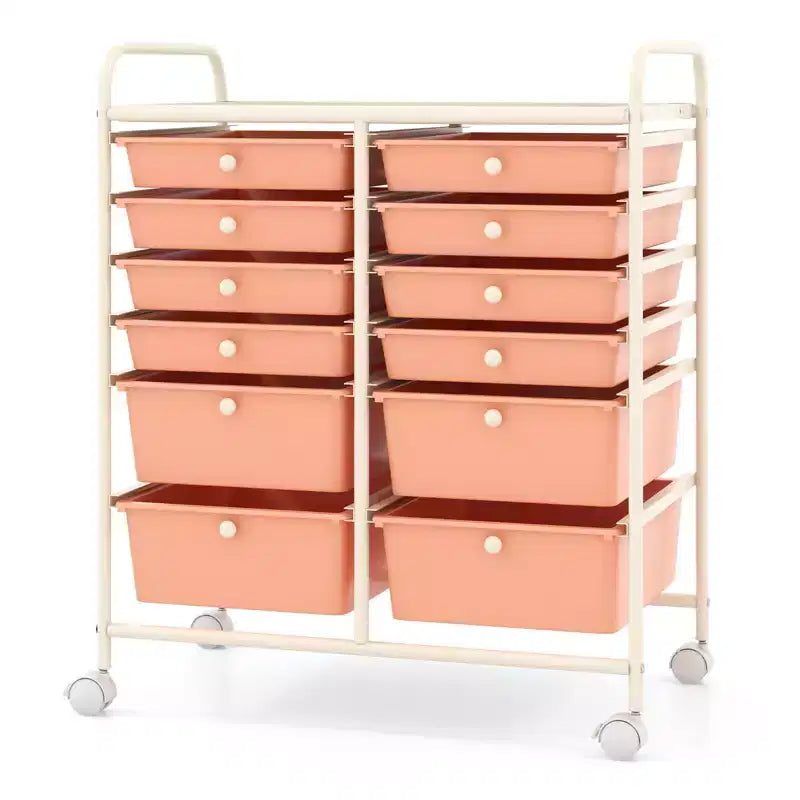 Mobiler Aufbewahrungswagen mit Schubladen, halbtransparent/schwarz/bunt/grau + beige + gelb/mehrfarbig/hautfarben/weiß/macaronsfarben/lila/knallpink