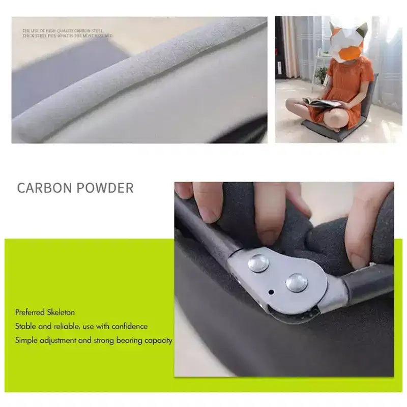 Silla de suelo con respaldo, cojín de meditación con 6 posiciones ajustables, estructura de acero al carbono y funda lavable