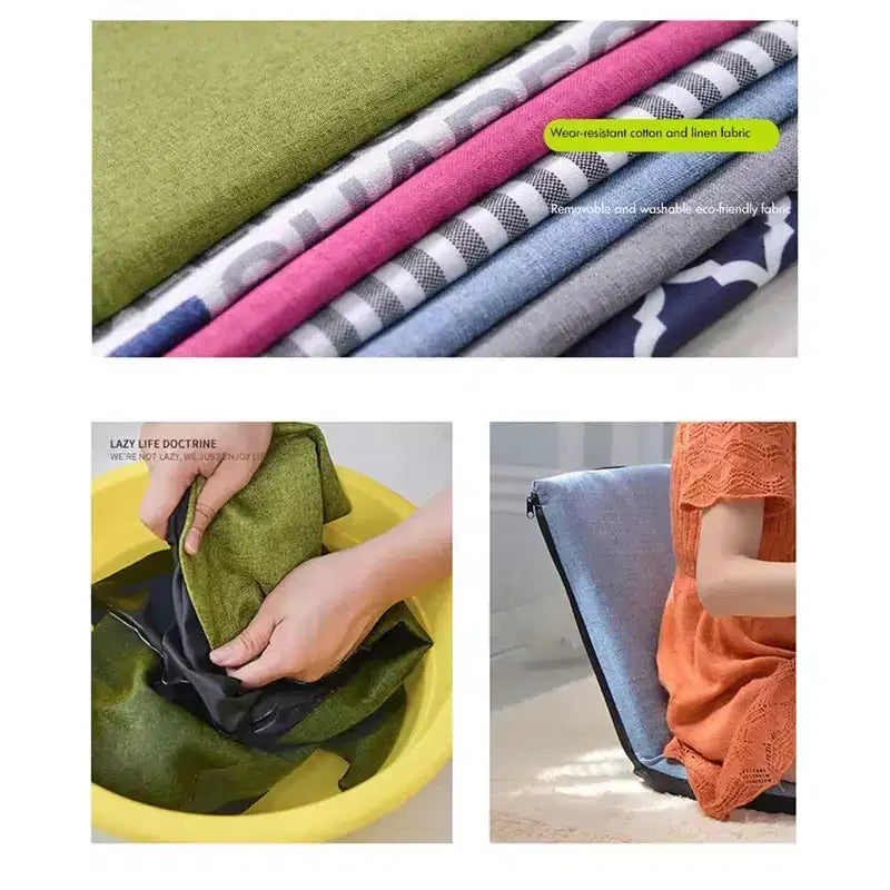 Silla de suelo con respaldo, cojín de meditación con 6 posiciones ajustables, estructura de acero al carbono y funda lavable