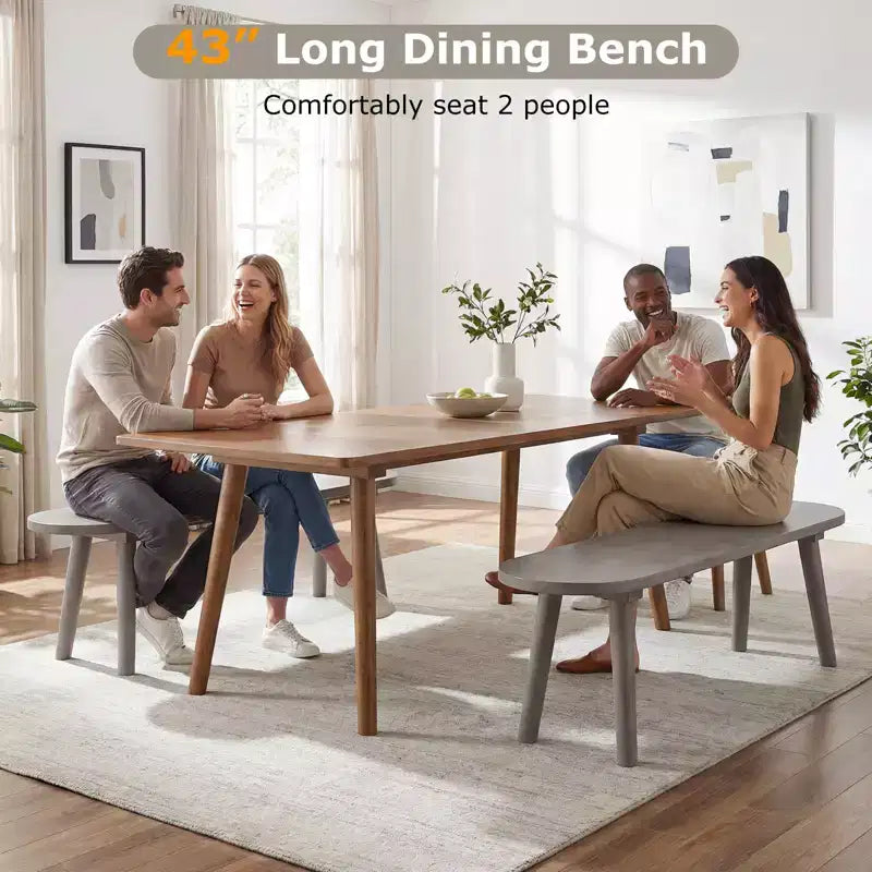 Juego de 2 bancos de comedor rústicos de madera maciza de 43'', con patas de madera de caucho para cocina