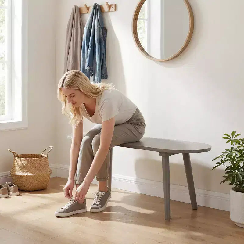 Ensemble de 2 bancs de salle à manger de style rustique de 43'', en bois massif avec pieds en bois d’hévéa, pour cuisine