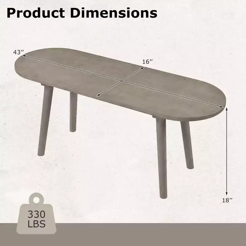 Juego de 2 bancos de comedor rústicos de madera maciza de 43'', con patas de madera de caucho para cocina