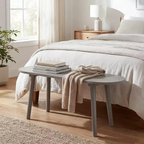 Ensemble de 2 bancs de salle à manger de style rustique de 43'', en bois massif avec pieds en bois d’hévéa, pour cuisine