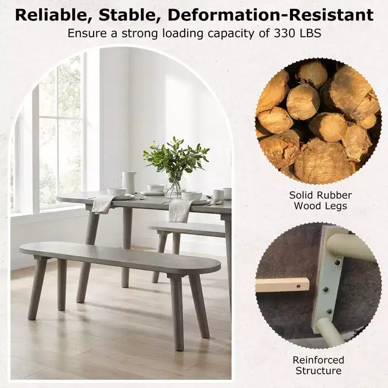 Juego de 2 bancos de comedor rústicos de madera maciza de 43'', con patas de madera de caucho para cocina