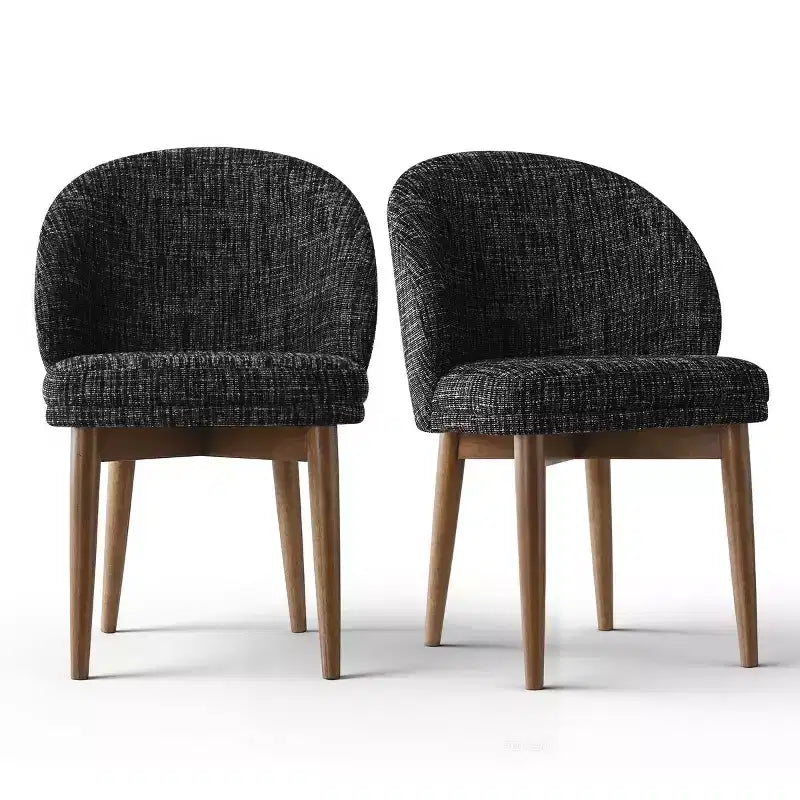 Juego de 2 sillas de comedor modernas de mediados de siglo, sillas de cocina tapizadas en chenilla con patas de madera maciza y respaldo redondo curvo