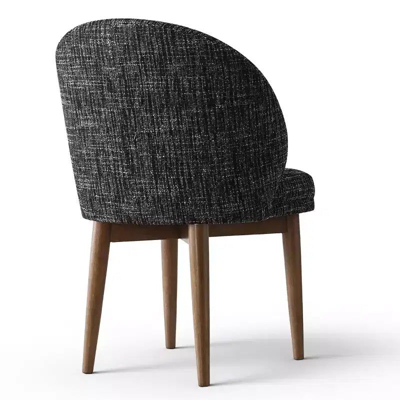 Juego de 2 sillas de comedor modernas de mediados de siglo, sillas de cocina tapizadas en chenilla con patas de madera maciza y respaldo redondo curvo
