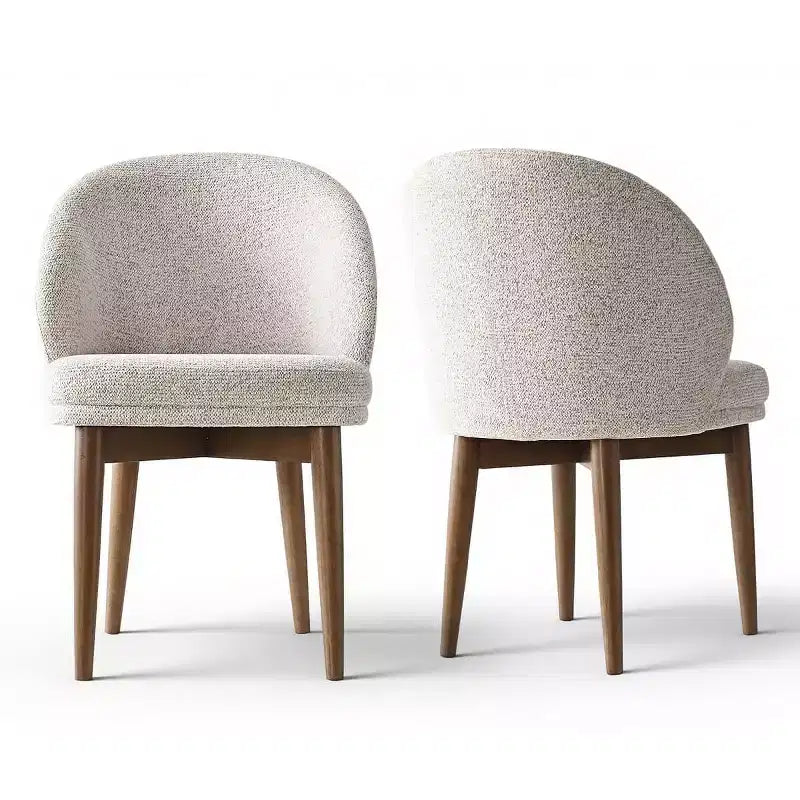 Juego de 2 sillas de comedor modernas de mediados de siglo, sillas de cocina tapizadas en chenilla con patas de madera maciza y respaldo redondo curvo