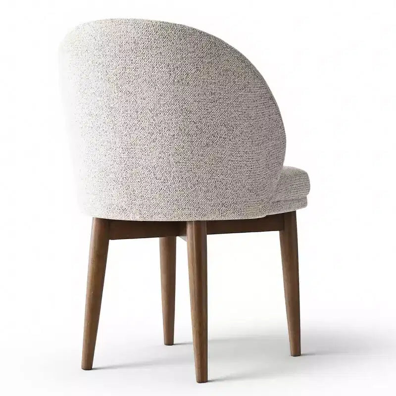 Ensemble de 2 chaises de salle à manger modernes du milieu du siècle, chaises de cuisine rembourrées en chenille avec pieds en bois massif et dossier rond incurvé