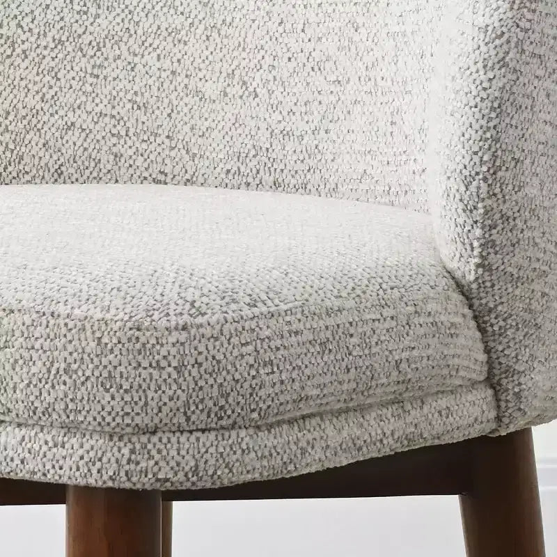 Juego de 2 sillas de comedor modernas de mediados de siglo, sillas de cocina tapizadas en chenilla con patas de madera maciza y respaldo redondo curvo
