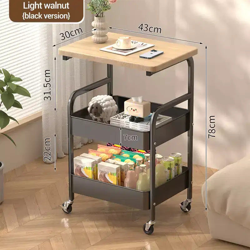 Carrito de almacenamiento rodante de 3 niveles con superficie plana, organizador metálico resistente con ruedas con bloqueo para cocina, oficina, residencia estudiantil y sala de estar, blanco