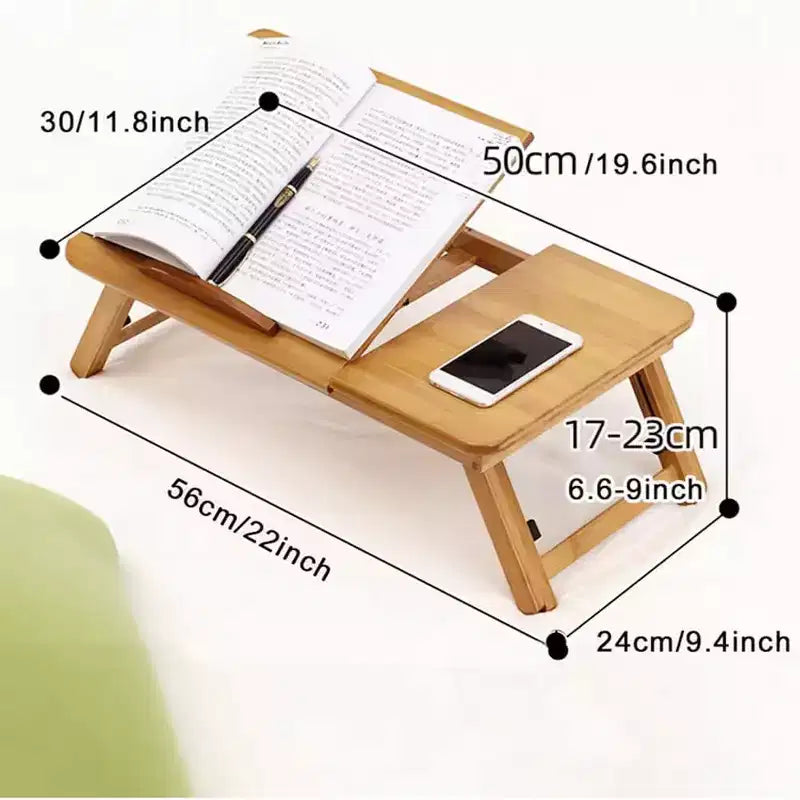 Bureau pour ordinateur portable au lit, plateau de lit pour ordinateur portable, bureau d’appoint en bambou, hauteur et angle réglables, plateau pliable pour canapé, sofa ou sol, pour travailler, écrire, lire et manger