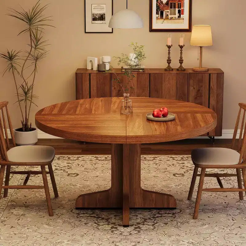 Mesa de comedor redonda para 4, mesa de comedor de 47 pulgadas con base de madera, mesa circular para cocina y comedor, cocina o sala (solo mesa)