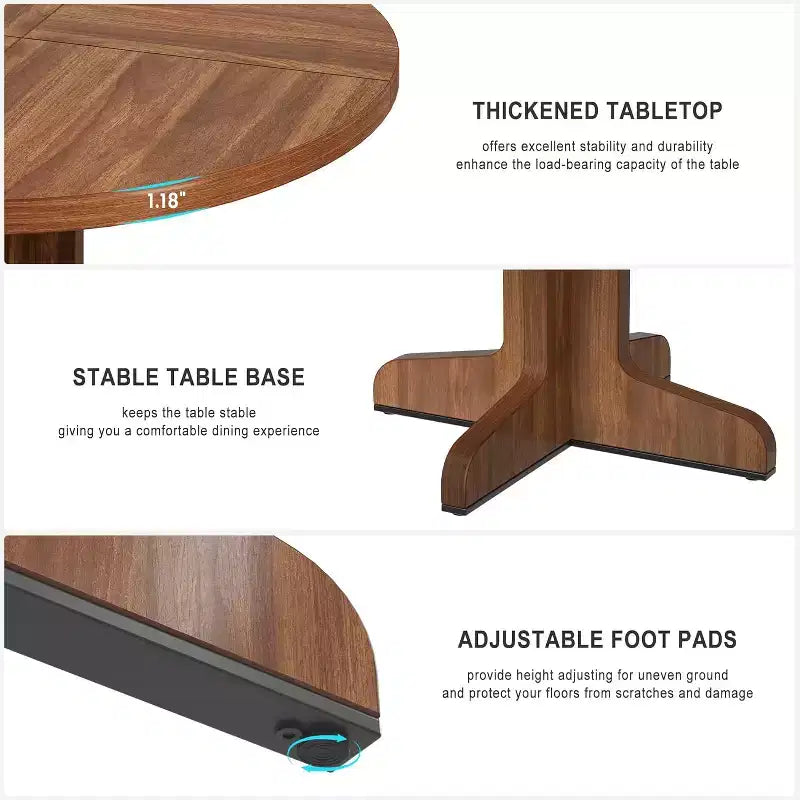 Mesa de comedor redonda para 4, mesa de comedor de 47 pulgadas con base de madera, mesa circular para cocina y comedor, cocina o sala (solo mesa)