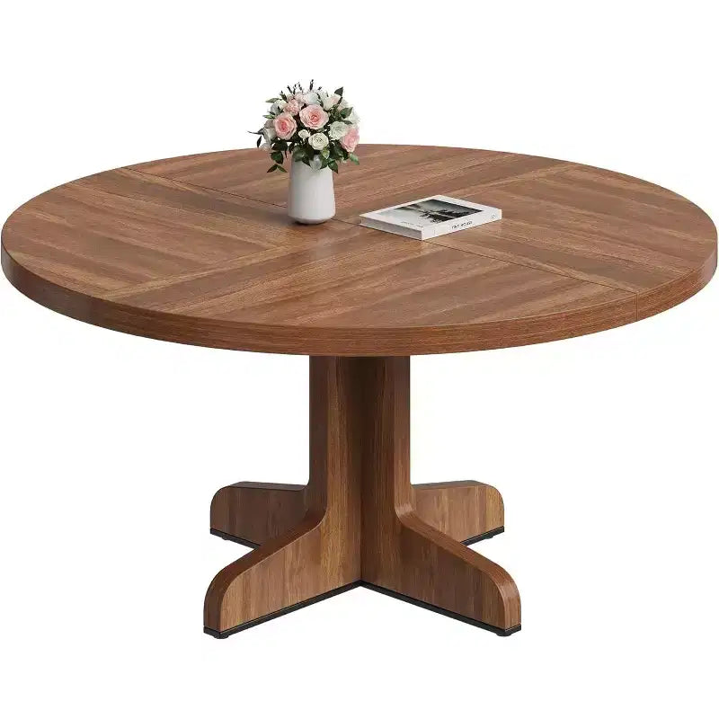 Mesa de comedor redonda para 4, mesa de comedor de 47 pulgadas con base de madera, mesa circular para cocina y comedor, cocina o sala (solo mesa)