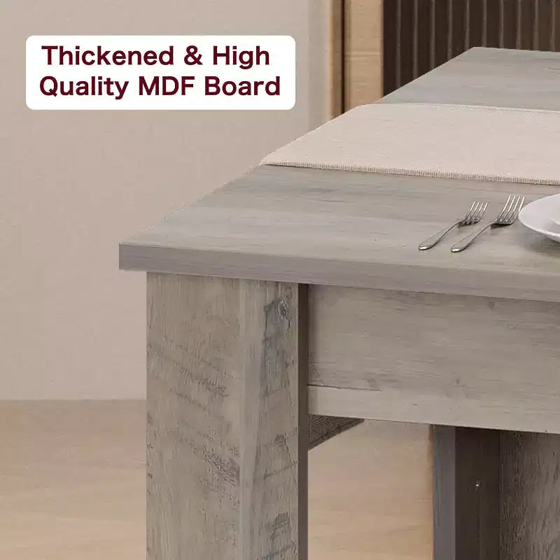 Longue table à manger de 71 pouces pour 6 à 8 personnes, grande table rectangulaire de style champêtre pour cuisine ou salle à manger, en bois, cadre épais et pieds triangulaires robustes, base à lattes de bois