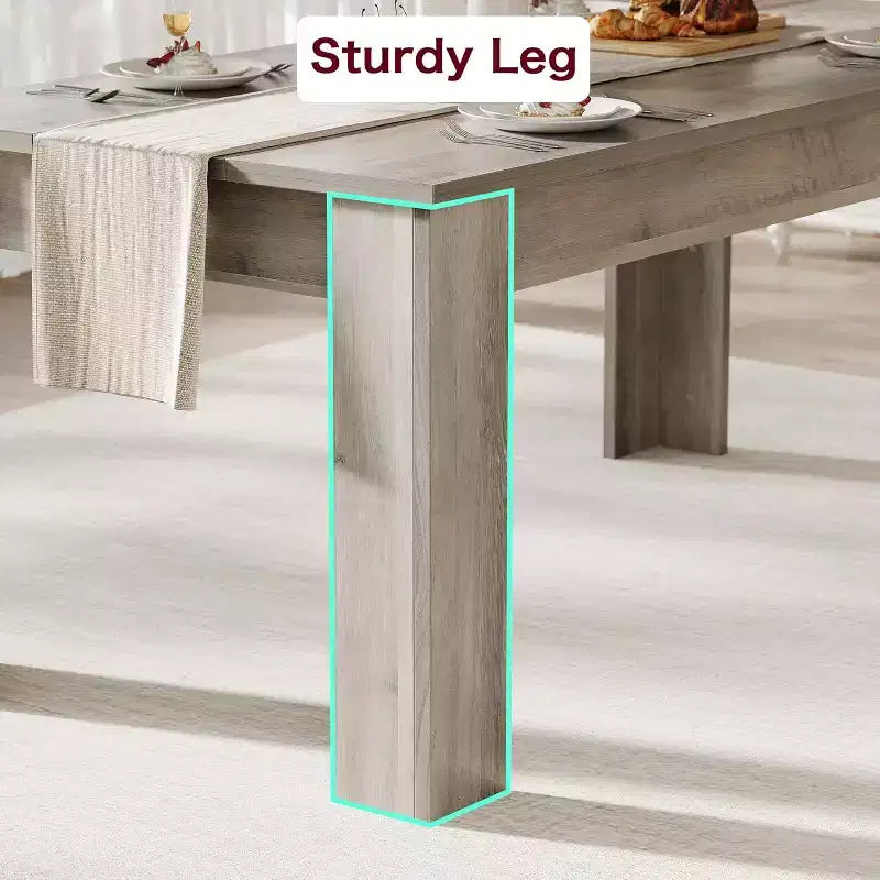Longue table à manger de 71 pouces pour 6 à 8 personnes, grande table rectangulaire de style champêtre pour cuisine ou salle à manger, en bois, cadre épais et pieds triangulaires robustes, base à lattes de bois