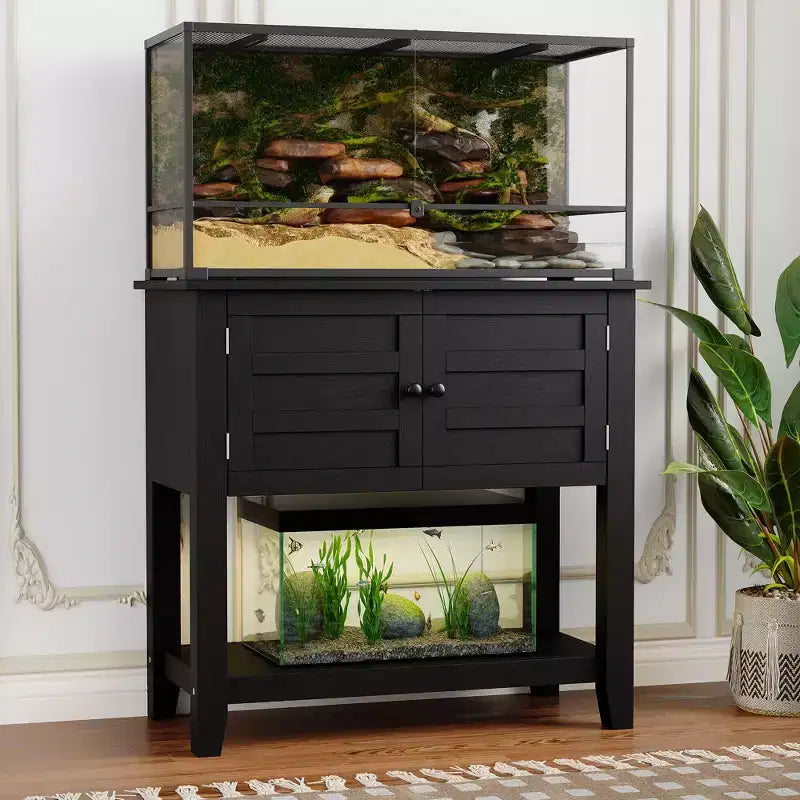 Soporte para acuario de 2029 galones, mueble resistente para pecera de 660 lb con puertas y almacenamiento abierto para peces, tortugas o reptiles