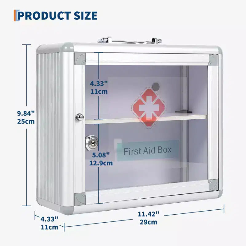 Armoire à pharmacie murale verrouillable, rangement de premiers secours pour salle de bain (argenté, 1 pièce)
