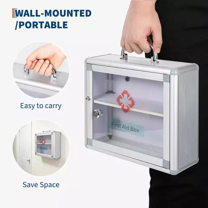 Armoire à pharmacie murale verrouillable, rangement de premiers secours pour salle de bain (argenté, 1 pièce)