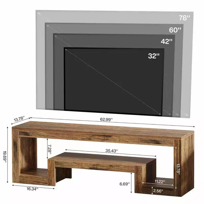 Mueble para TV central, consola multimedia para centro de entretenimiento de estilo vintage