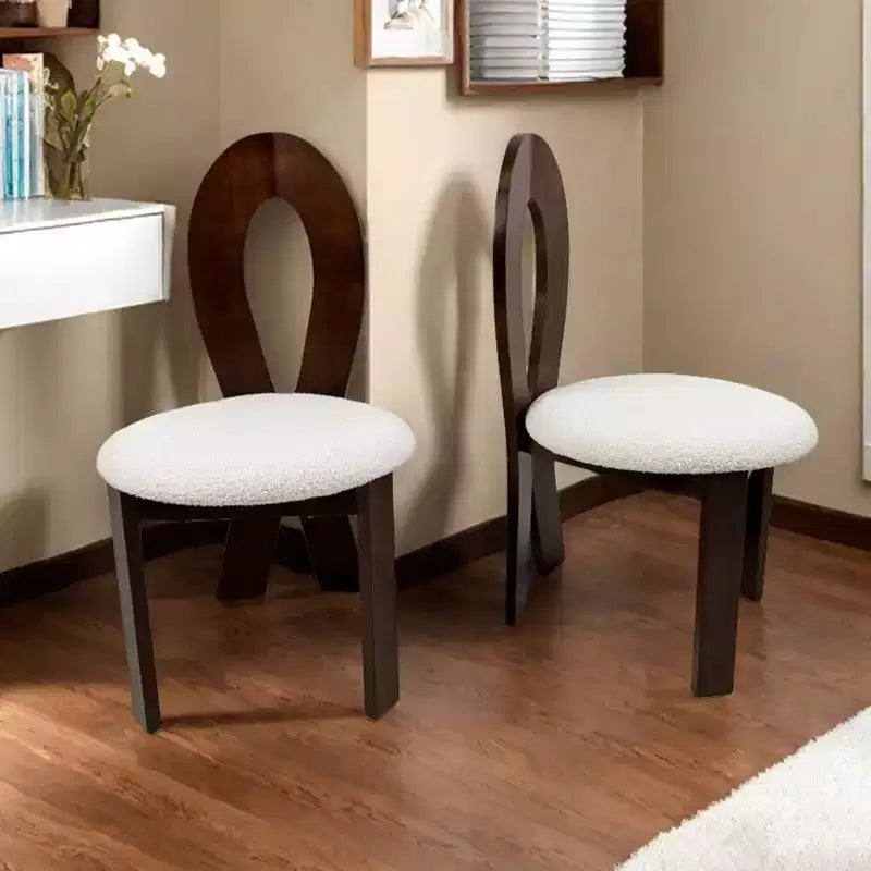 Lot de 2 chaises de salle à manger, chaises de cuisine rembourrées en velours Teddy, avec cadre en bois de noyer massif