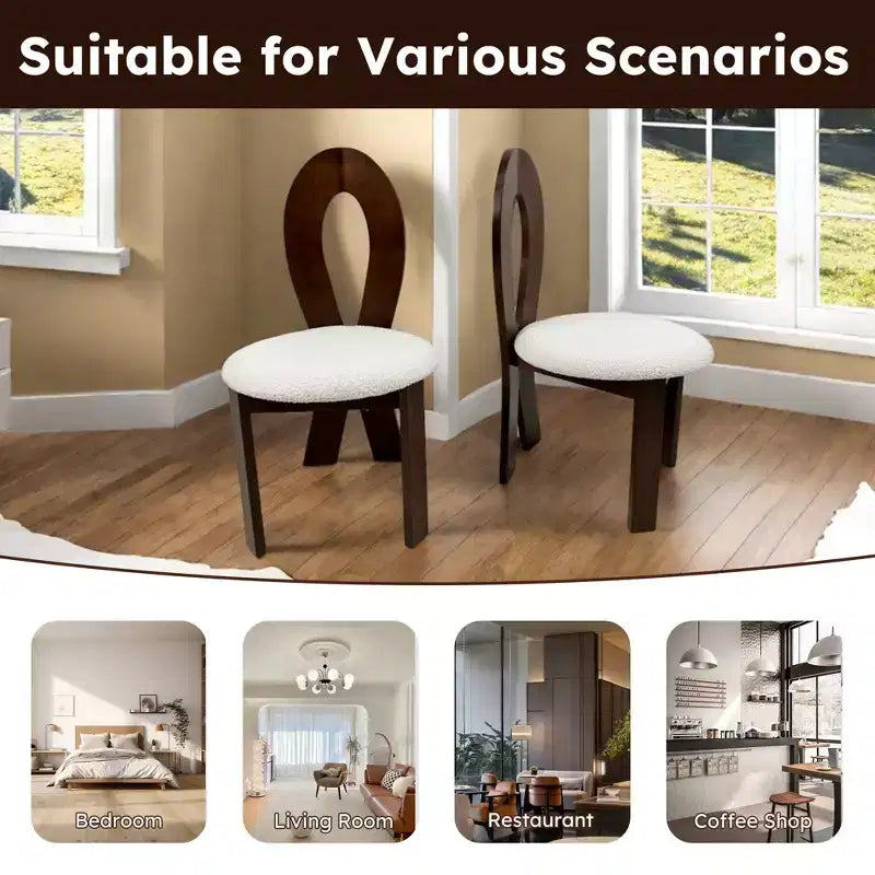 Lot de 2 chaises de salle à manger, chaises de cuisine rembourrées en velours Teddy, avec cadre en bois de noyer massif
