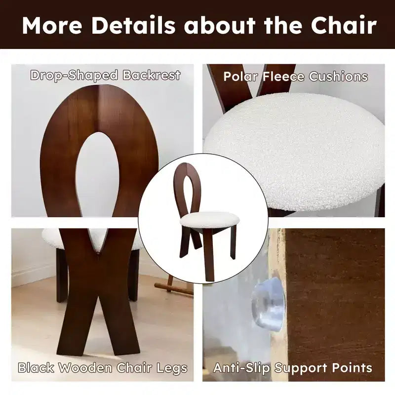 Lot de 2 chaises de salle à manger, chaises de cuisine rembourrées en velours Teddy, avec cadre en bois de noyer massif