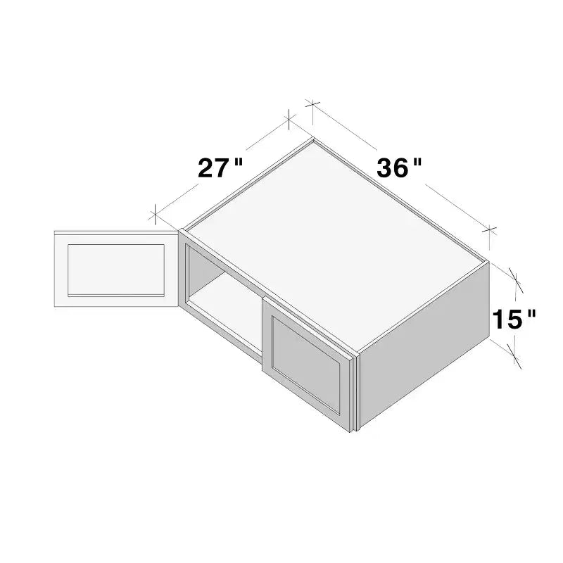 Mueble bajo de cocina Shaker de 36 W x 15 H x 27 D con puertas dobles, estructura de madera maciza, pintura a base de agua con bajo contenido de COV, cierre suave, listo para montar, gris paloma