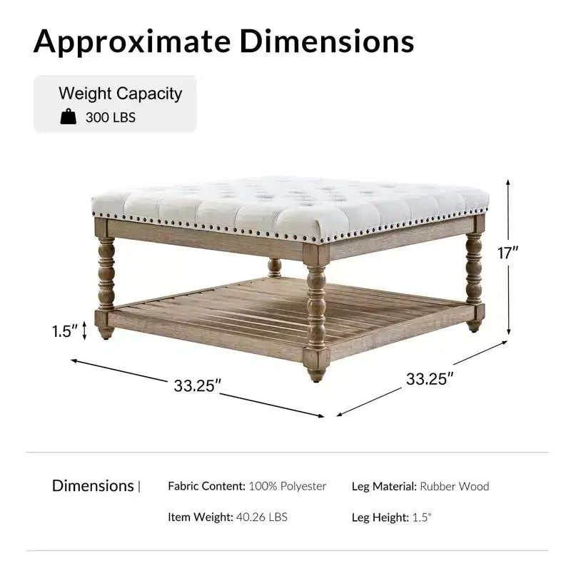 Pouf de style rustique avec bois massif
