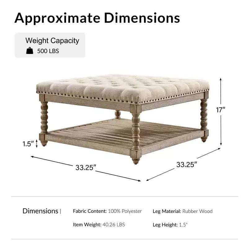 Pouf de style rustique avec bois massif