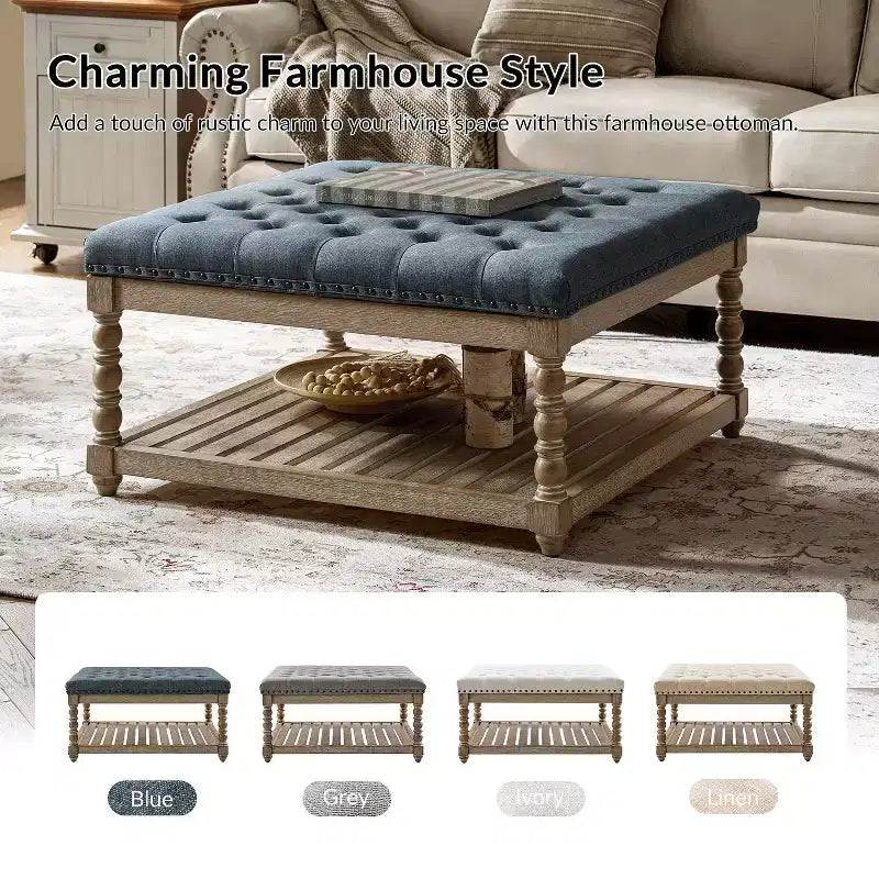 Pouf de style rustique avec bois massif