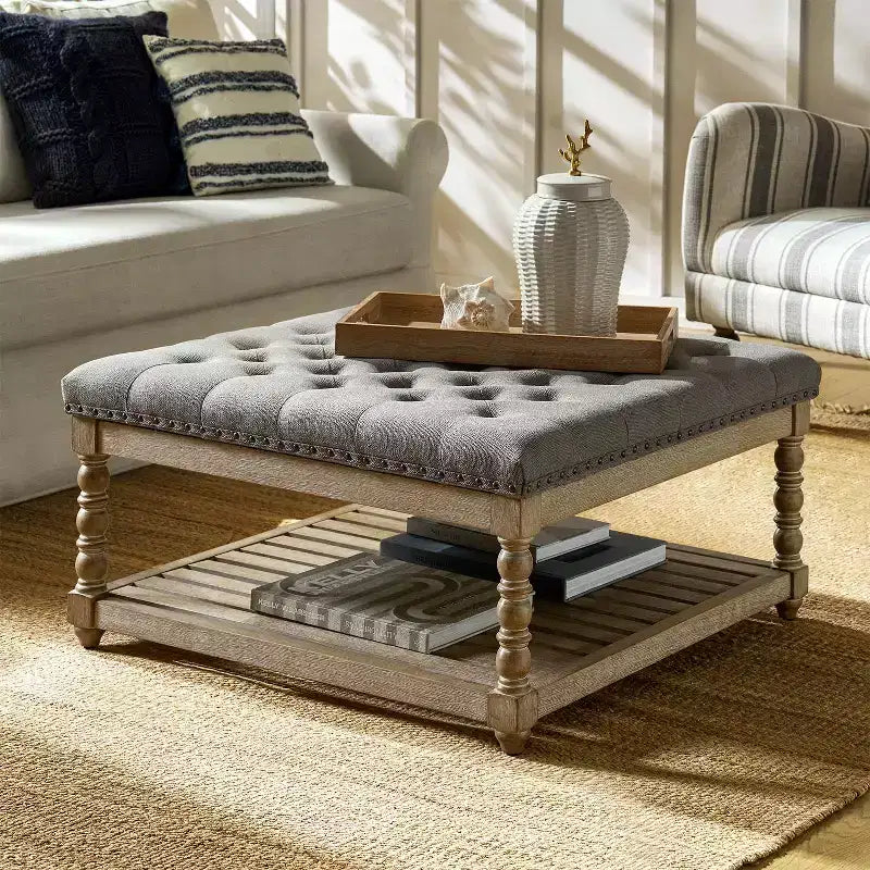 Pouf de style rustique avec bois massif