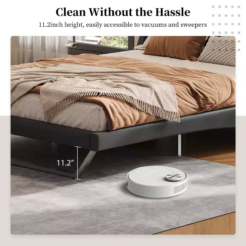 Cadre de lit rembourré pour grand lit ou très grand lit, lit plateforme en similicuir avec pieds trapézoïdaux