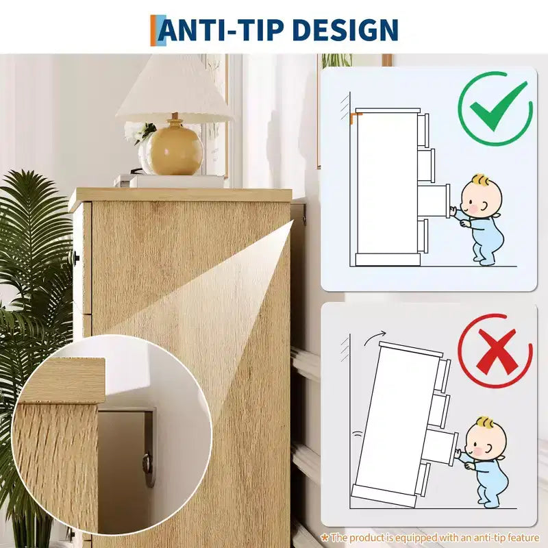 Kommode mit 6 geriffelten Schubladen, 47 Zoll, moderne horizontale Holzkommode mit Metallgriffen, stilvoller Stauraum fürs Schlafzimmer, Gästezimmer oder Apartment