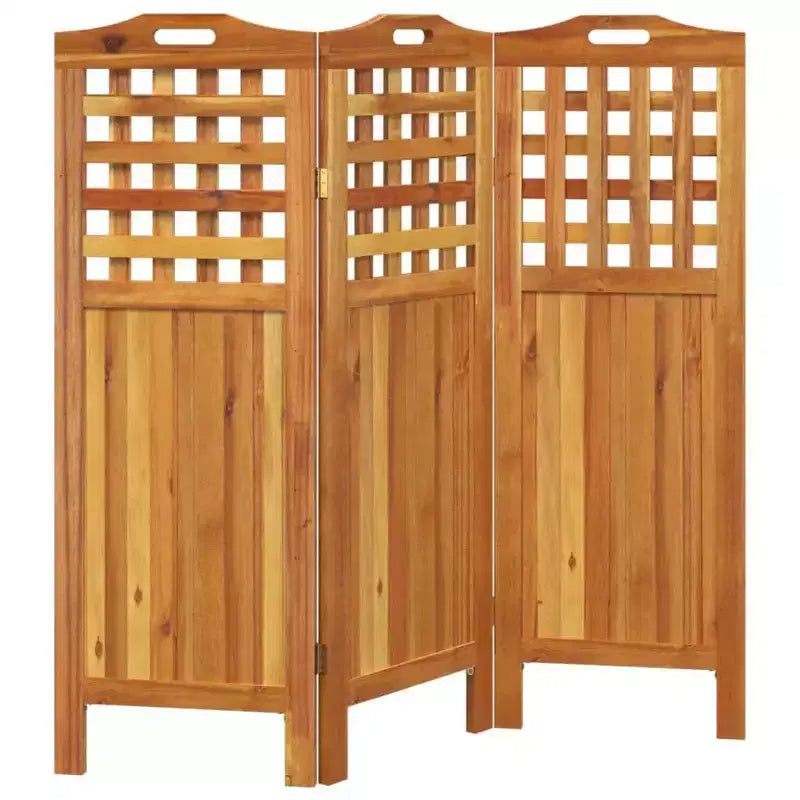 Biombo de privacidad de 3 paneles, madera maciza de acacia