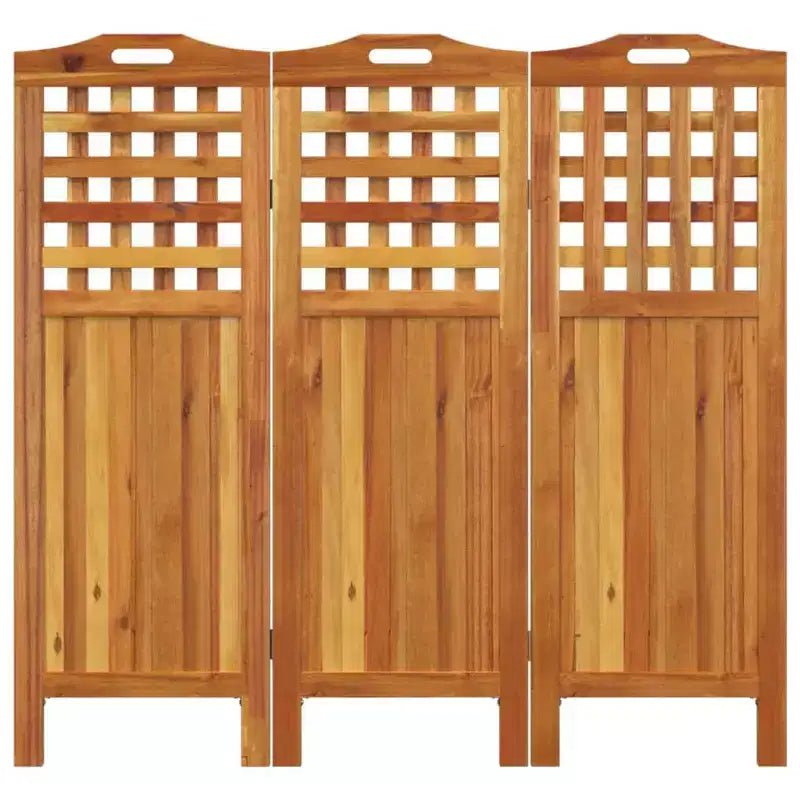 Biombo de privacidad de 3 paneles, madera maciza de acacia
