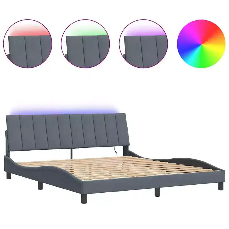 vidaXL Bed Frame with LED without Mattress Hanko 76x79.9 Velvet