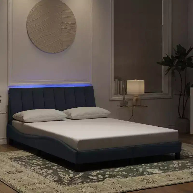Estructura de cama con LED, sin colchón, 76x79.9, terciopelo
