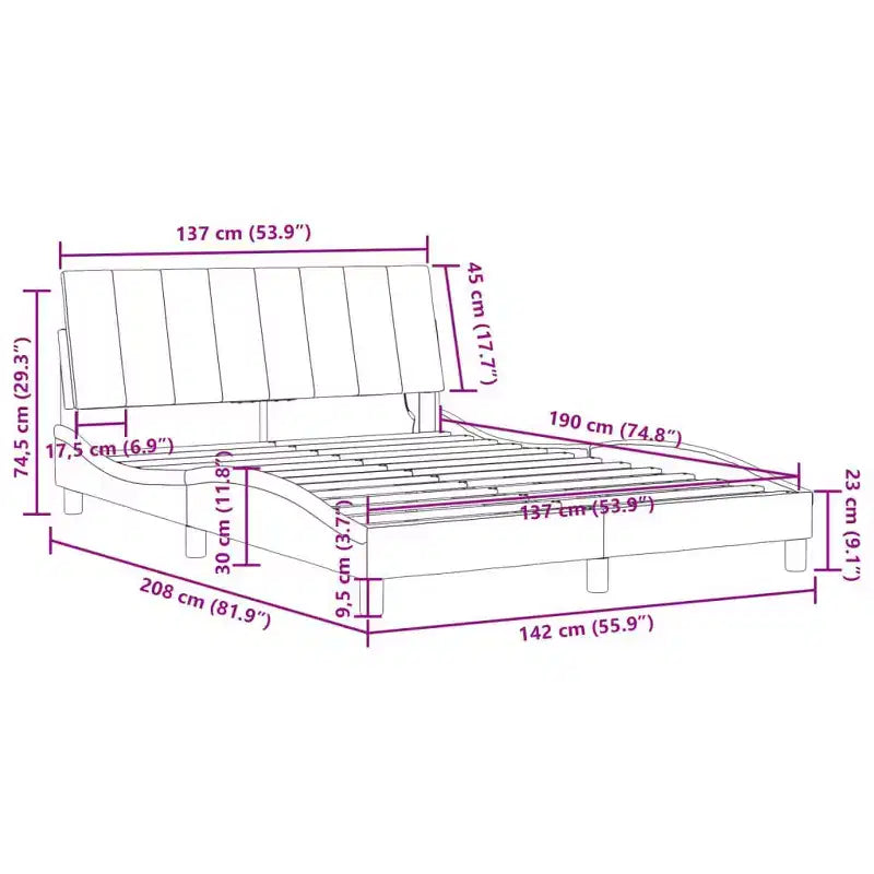 Estructura de cama con LED, sin colchón, 76x79.9, terciopelo