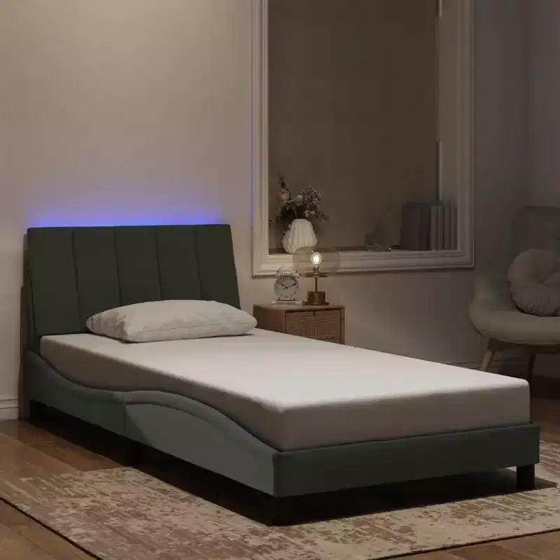Estructura de cama con LED, sin colchón, 76x79.9, terciopelo