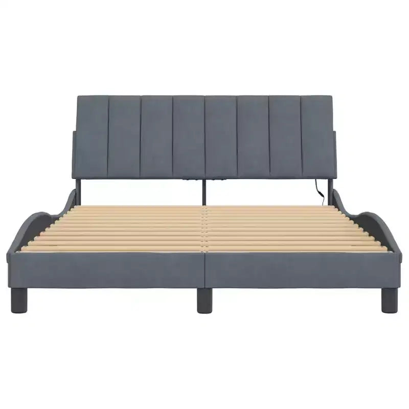 Estructura de cama con LED, sin colchón, 76x79.9, terciopelo